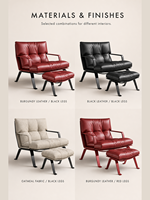 Fauteuil individuel personnalisé OEM ODM en cuir pleine fleur et tissu, chaise de salon moderne de luxe pour projets hôteliers et résidentiels