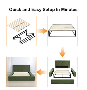 Base de Cama Tapizada en <span class=keywords><strong>Tela</strong></span> Suave y Compresible con Embalaje que Ahorra Espacio - Product Image 4