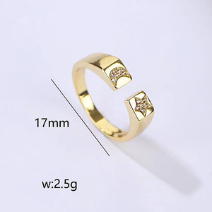 RM1302 18k Or Argent Plaqué Minuscule Minimaliste Micro Pave CZ <span class=keywords><strong>Sonne</strong></span> et Luna Anneaux Empilables CZ Lune et Étoile Soleil Signet Anneaux - Product Image 5