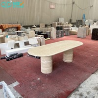Plateau de table ovale en pierre naturelle polie moderne HZX personnalisable pour cuisine, villa, hôtel, avec socle en marbre
