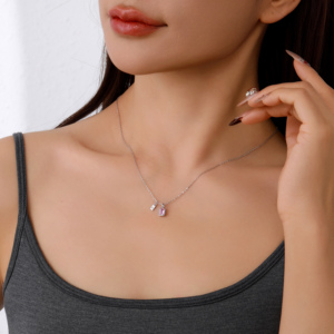 Collana all'ingrosso in ottone per ragazze affascinante quadrato Birthstone taglio smeraldo ciondolo con Zirconia regalo della <span class=keywords><strong>donna</strong></span> - Product Image 5