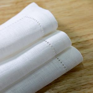 White Plain Dyed Linen Cotton Hemsticth Coaster Napkins with Rectangular Place Mats For Hotel Custom Wholesale <b>Table</b> Linen - Product Image 4