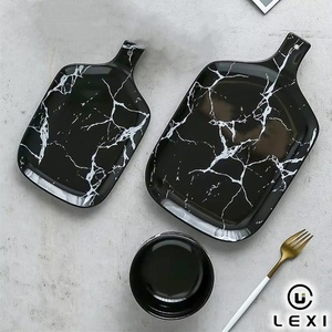 Ensemble d'assiettes en céramique assiette de service assiette à steak en porcelaine motif de marbre de style nordique de qualité alimentaire personnalisée pour <span class=keywords><strong>restaurant</strong></span> à usage domestique - Product Image 3