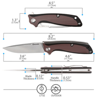 Couteau pliant EDC, 4,6 pouces, couteau de poche à roulement à billes avec verrouillage Liner Lock, lame D2 avec manche en micarta bicolore