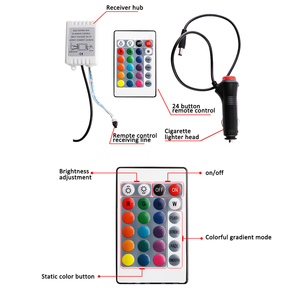 Tira de luces LED RGB de 9 LEDs con control remoto por voz, iluminación ambiental Dinámica decorativa para Interior de coche - Product Image 4