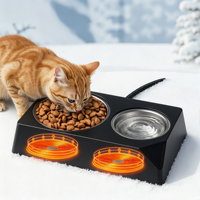 Bol chauffant pour animaux de compagnie imperméable et antigel, thermostat réglable, bol chauffant électrique pour nourriture et eau pour chat, chien, petits animaux