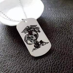 新しいステンレス製海兵隊スクエアチャームネックレス、カスタムメンズシールイーグルネックレス、ファッションジュエリーデザイナーネックレス - Product Image 2