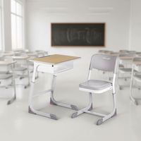 Ensemble bureau et chaise ergonomiques réglables pour étudiants avec tiroir et plateau de travail en panneaux de particules pour l'étude en classe