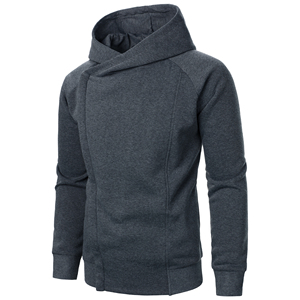 Sweat à capuche pour homme, couleur unie, manches longues, fermeture éclair latérale, design tendance, automne-hiver - Product Image 2