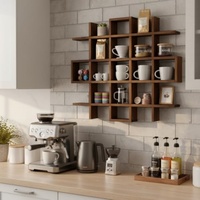 Étagère murale pour tasses, supports de rangement, grille de 5,1x5,1x3 pouces, marron rustique, pour bar à café