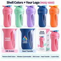 Bouteille shaker pour boisson 600 ml, double paroi, coque intérieure en PC cristallin, coque extérieure en PP, résistante aux chocs, mélangeur de protéines avec boule fouet et échelle en OZ/ML
