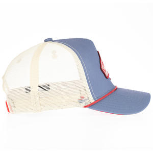 Gorra Trucker <span class=keywords><strong>de</strong></span> Pesca Azul Personalizada <span class=keywords><strong>de</strong></span> Sarga <span class=keywords><strong>de</strong></span> Algodón con Malla Ligera Trasera, Parche Tejido, Detalle <span class=keywords><strong>de</strong></span> Cuerda y Visera Curva, Ajustable con Broche - Product Image 5