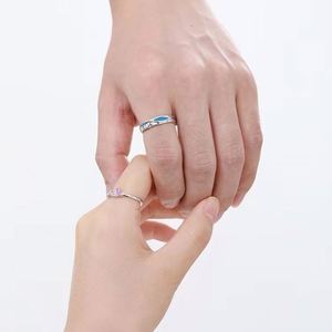 925 Silver Plated Romantic FishTail <b>Ring</b> Men Women Coupler's Open <b>Adjustable</b> <b>Ring</b> Romantic Design Silver Plated Couple <b>Ring</b> - Product Image 5