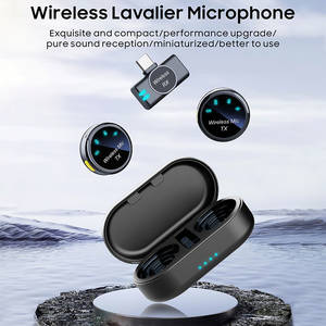 Microfono Lavalier wireless per iPhone <span class=keywords><strong>Android</strong></span> Tablet Microfono wireless a bavero per registrazione video Vlog Intervista - Product Image 2