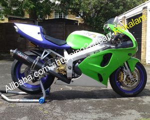 Kit de Carenado Morado, Verde y Blanco para Motocicleta <span class=keywords><strong>Kawasaki</strong></span> <span class=keywords><strong>NINJA</strong></span> ZX7R ZX-7R ZX 7R 1996 1997 1998 2003 1999 2000 2001 2002 2003 - Product Image 1