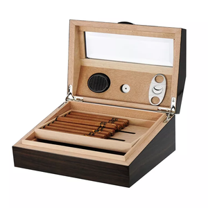 Humidificador personalizado <span class=keywords><strong>de</strong></span> madera <span class=keywords><strong>de</strong></span> <span class=keywords><strong>cedro</strong></span> española, caja <span class=keywords><strong>de</strong></span> viaje para ventana visible, soporte para cigarros, caja <span class=keywords><strong>de</strong></span> escaparate, venta al por mayor - Product Image 1