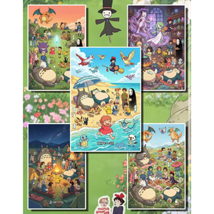 YQ 100 Pièces Nouvelles Cartes de Collection Pokémon Ghibli's Adventure Fan Art Papier Imprimé en Couleur Boîte Mystère Haute Qualité - Product Image 2