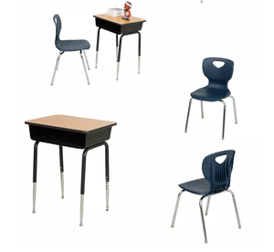 Trẻ Em 24in X 18in Có Thể Điều Chỉnh Mở Phía Trước Sinh Viên W/Kim Loại Cuốn Sách Hộp Bàn Màu Đen Bàn Và Ghế - Product Image 5