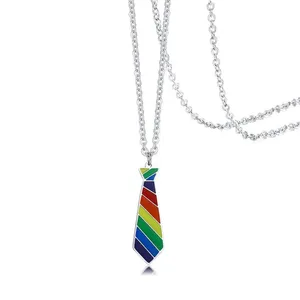 Радужное ожерелье-гордость в форме галстука, ювелирные изделия 316L, ожерелье с подвеской из нержавеющей стали для геев 2021