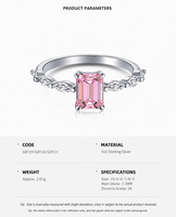 Bagues en argent sterling S925 avec zircon taille émeraude, sertissage à griffes multicolores, pierres latérales délicates, bijoux fins et élégants, cadeau pour femme