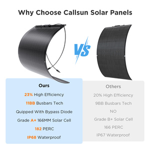 Callsun 100W ETFE Güneş Paneli Tamamen Siyah Yarı Esnek Mono PV Modülü <span class=keywords><strong>12V</strong></span> %25 Verimlilik 182mm Hücre Boyutu Karavan Deniz Araçları Şebeke Dışı Kullanım İçin - Product Image 6