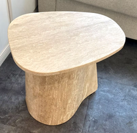 Prix usine chinois personnalisé pierre naturelle Beige travertin table d'appoint ronde pour meubles de maison