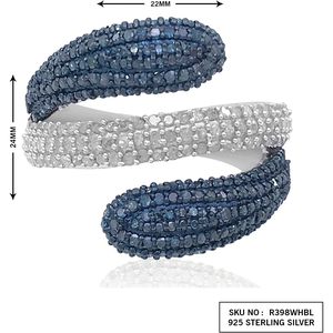 Anillo de Plata de Ley Jewelspaark con Diamantes Naturales Blancos y Azules de 1.62 Quilates para Mujer, Talla 5 de EE. UU. - Product Image 3