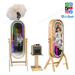 Bằng gỗ lớn gương Photo Booth máy chuyên nghiệp DSLR photobooth với 21.5 inch màn hình cảm ứng và máy in bằng Gỗ Đứng - Product Image 1