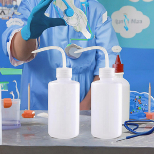 500ml Round White <b>Plastic</b> <b>Squeeze</b> Wash <b>Bottles</b> with Screw Cap Long Nozzle for Laboratory Use - Product Image 3