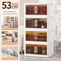 Boîte de rangement portable de style européen Armoire de rangement multicouche à porte transparente Boîte de rangement pliante en plastique pour vêtements