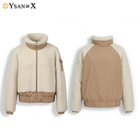 LOVEXUAN Veste d'hiver réversible en polaire Sherpa pour femme, blouson bomber court rembourré de duvet d'oie de qualité supérieure