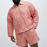 Fournisseur de vestes XJYD, vestes de baseball brodées de haute qualité, vestes pour hommes, style streetwear, jacquard en lin, coupe ample, rose