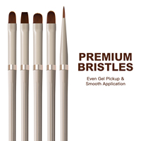 Pinceau professionnel pour nail art, logo personnalisé, manche crème, ensemble de 5 pinceaux synthétiques pour nail art