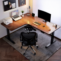 Bureau d'angle réglable en hauteur, poste de travail en bois durable en forme de L, bureau d'ordinateur pour la maison ou le bureau