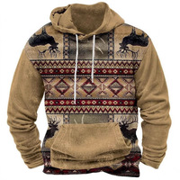 Sweat à capuche décontracté pour homme, imprimé numérique 3D, style streetwear, avec poche kangourou