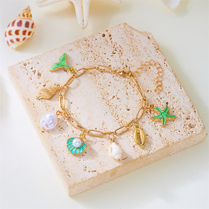 Pulsera de <span class=keywords><strong>Playa</strong></span> con Conchas y Estrellas de Mar, Tendencia Europea y Americana 2026, Natural, Moderna y Versátil - Product Image 6