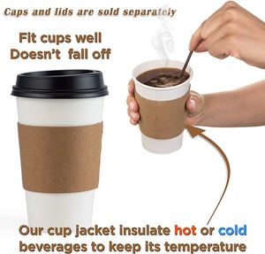 Custom Printed Logo Branded Plain Insulated <b>Disposable</b> Black Hot Drink Iced Kraft Paper Coffee <b>Cup</b> Sleeves - Product Image 2