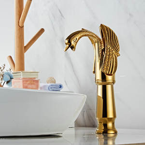 Robinet de lavabo créatif monotrou en laiton, design cygne antique européen, avec valve en céramique, pour usage hôtelier, eau chaude/froide - Product Image 1