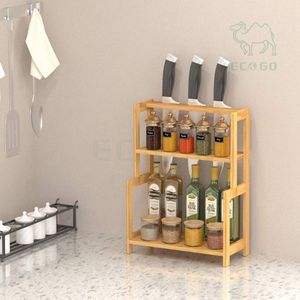 Estante de especias de 3 niveles de alta calidad, soporte de especias de bambú, estante de especias de Bambú - Product Image 3