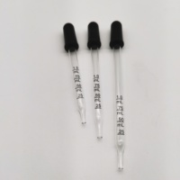 Pipette compte-gouttes en verre à pointe droite calibrée pour huiles essentielles, avec bulbe d'aspiration noir, pour médicaments, art et liquides (emballage inclus)