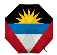 Paraguas Plegable con Bandera de Antigua y Barbuda, Apertura y Cierre Automático, Compacto, Portátil, Grande, para Protección Contra la Lluvia, Resistente al Viento