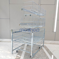 Table de promotion moderne personnalisée avec porte amovible, poubelle de vente au détail avec roues et panier