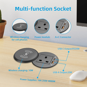 Bán buôn tùy chỉnh mini không dây sạc Ổ cắm pd20w Bìa Grommet ABS bảng Bàn Điện mở rộng ổ cắm cho văn phòng máy tính để bàn - Product Image 5