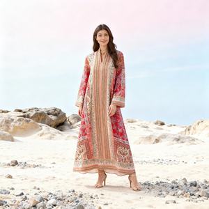 Abaya de Noche de Poliéster Estampada de Lujo para Mujeres Musulmanas, Estilo Dubái Personalizado, Vestido de Fiesta OEM - Product Image 4