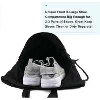 Sac à dos à cordon personnalisé avec logo, compartiment à chaussures, très grande capacité, noir, pour le sport et les activités de plein air
