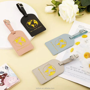 Etiqueta de equipaje de cuero PU de viaje personalizada, <span class=keywords><strong>identificador</strong></span> de etiqueta de <span class=keywords><strong>maleta</strong></span> con correa ajustable y cubierta de Protección de Privacidad - Product Image 2