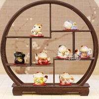 Mini-figurine en céramique Chat porte-bonheur, décoration de voiture, cadeau culturel-créatif, article de présentation pour stand de marché, artisanat d'exportation Chine PVC