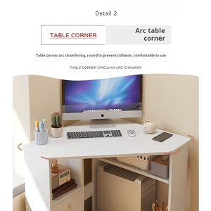 Scrivania Angolare Triangolare Moderna di Piccole Dimensioni per <span class=keywords><strong>Computer</strong></span>, Scrivania Modulare per Casa in Legno - Product Image 3