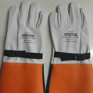 قفازات لحام كهربائية مخصصة مقاس <span class=keywords><strong>14</strong></span> بوصة من جلد الماعز، مقاومة للحرارة ومضادة للحروق، قفازات عمل مقاومة للتآكل وسميكة للسلامة - Product Image 1