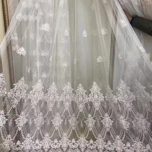 Factory Direct Supplier Embroidered Tulle Organza Fabric Sheer hotel window curtain